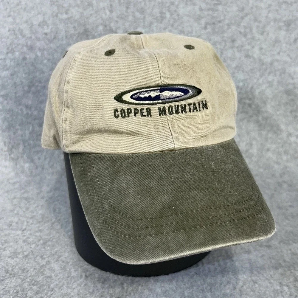 Copper Mountain Ski Resort Strapback Hat Cap Tan Olive Adjustable Cotton